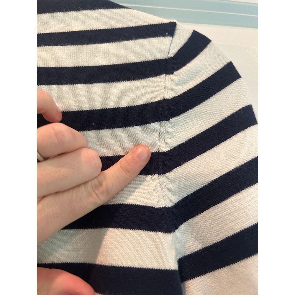 L'academie Striped Boat Neck Knit Sweater Long Sleeve Navy White Size S - Picture 4 of 6